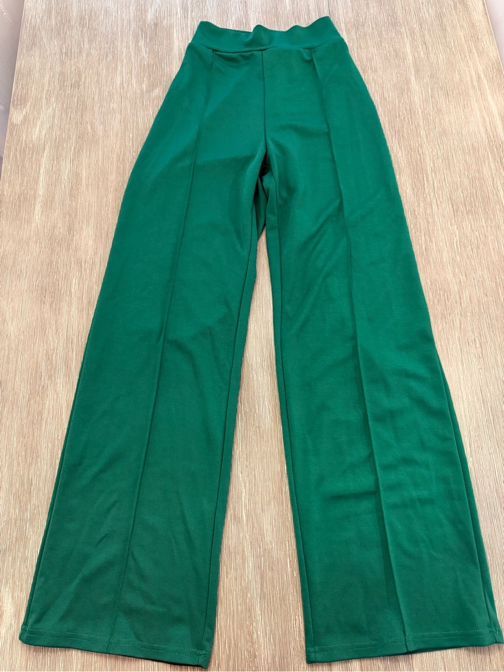 Emerald Green High Waisted Pintuck Wide Leg Pants XS